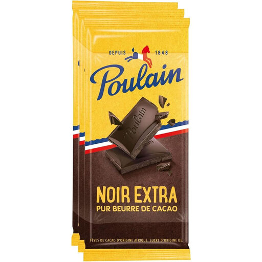 Multipack of three 100 g Poulain Extra Dark bars