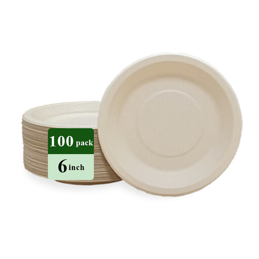 Lot de 100 Assiettes en Fibre de Bambou Ruibamboo - 15 cm