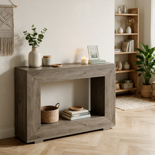 Country Style Console Table, 119 cm, Rustic Wooden Table for Entryway or Sofa, with Storage Space