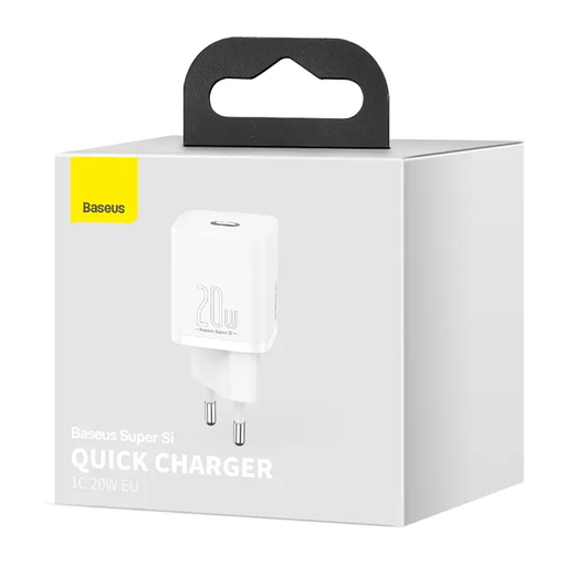 Baseus Super Si 20W USB-C 充电器套装，附 1m Lightning 线缆，白色