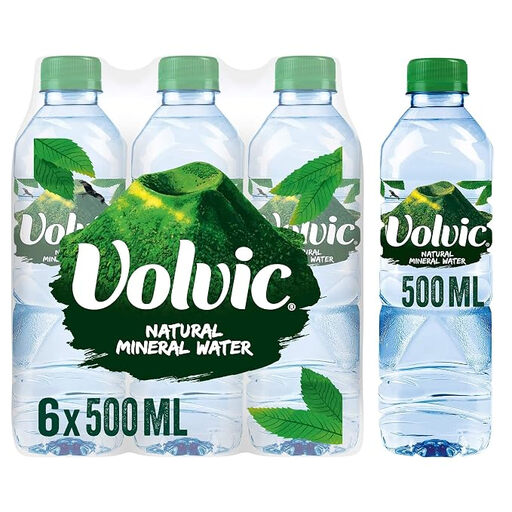 Volvic Still Natural Mineral Spring Water 6 x 500ml bottle multipack