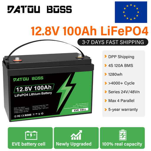 DATOUBOSS 12V 100Ah LiFePO4 Deep Cycle Battery