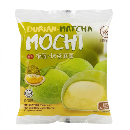 Foodworth Frozen Durian Mochi with Matcha Skin, D24, four 30 g pieces