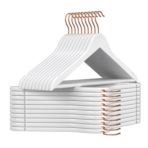 Ochama Solid Wood Hangers, 20-Pack, White and Rose Gold