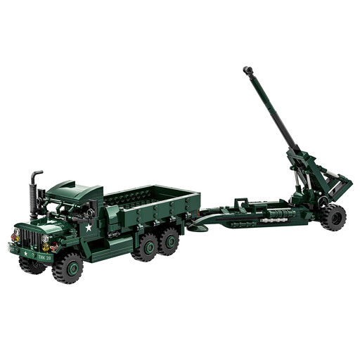WANGE M35a2 Truck + M198 howitzer 485 Pcs Building Blocks Set for Hobby Builders