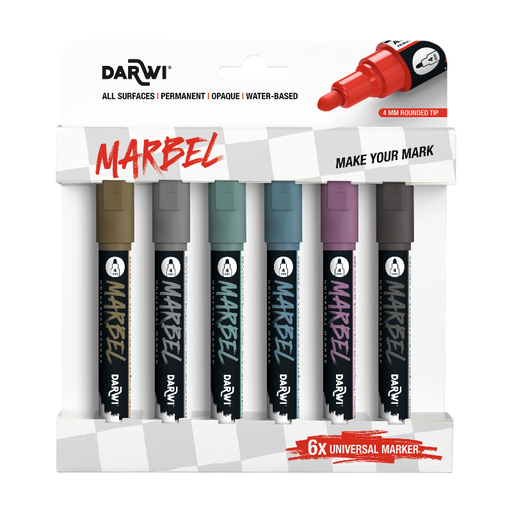 CLAIREFONTAINE Marbel 6-Pack Universal Markers, Medium 4mm Round Tip