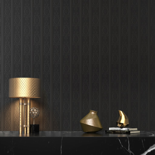Murgall 3D Rococo Peel and Stick Wallpaper Black