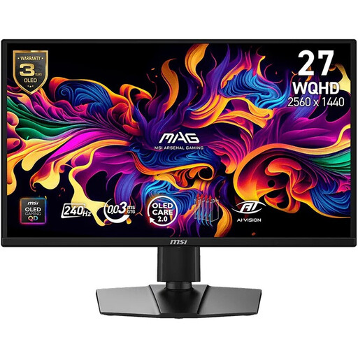 MSI MAG 272QP QD-OLED X24 26.5inch QD-OLED WQHD 16:9 240Hz 400cd/m2 0.03ms 2xHDMI DP USB Type-C