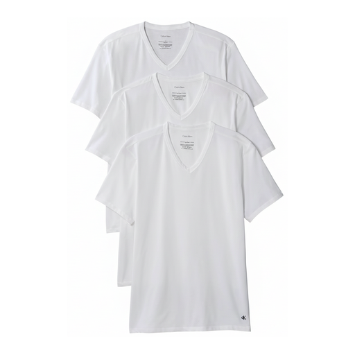Calvin Klein Men’s Pack of 3 V-Neck Lounge T-Shirts White 3XL