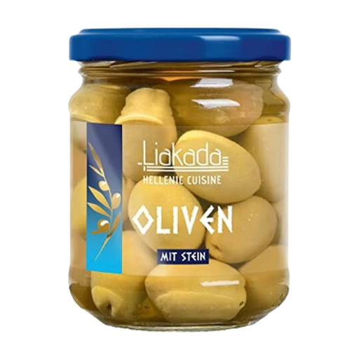 Liakada Greek Whole Green Olives with Pit 190g