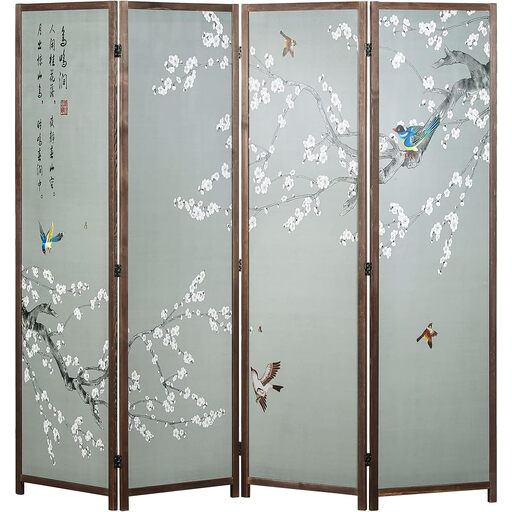 MyGift 4-Panel Asian Cherry Blossom Folding Room Divider