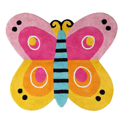 Handgetufteter Schmetterling-Teppich aus 100 % Baumwolle