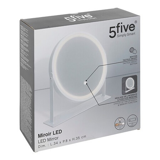 5Five Round White LED Pivoting Mirror