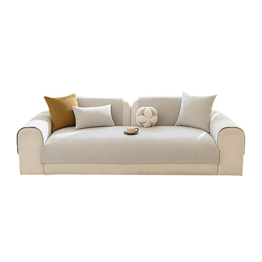 Ochama Chenille Sofa Seat Cushion, Herringbone Non-Slip Sofa Seat Cushion, Sofa Protector Pad, 90×210 cm, Beige