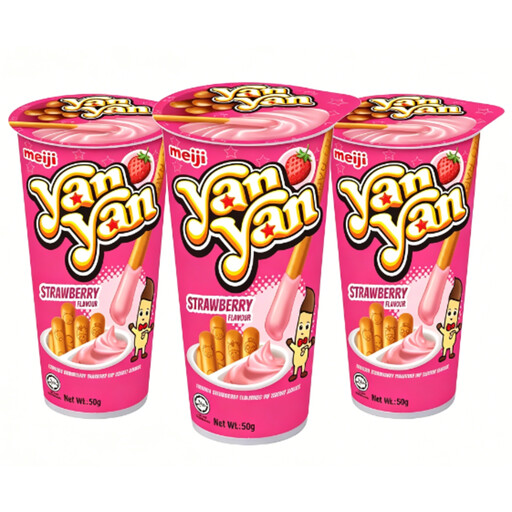 Meiji Yan Yan Biscuit Sticks with Strawberry Flavoured Dip 50g x 3pcs