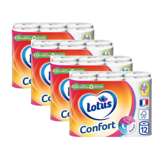 LOTUS Confort Toilet Paper, White , 2ply, 48 Rolls