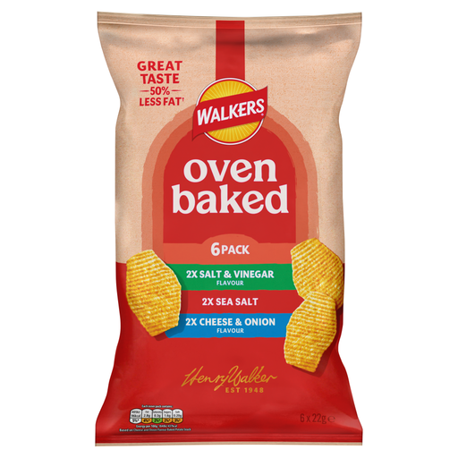 Walkers Oven Baked Variety Pack, 6 × 22 g