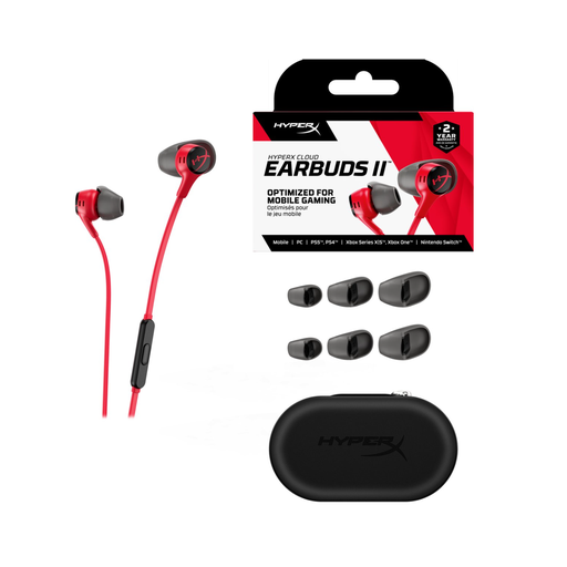 HyperX Cloud Earbuds II - Gaming Earbuds with Microphone - Red