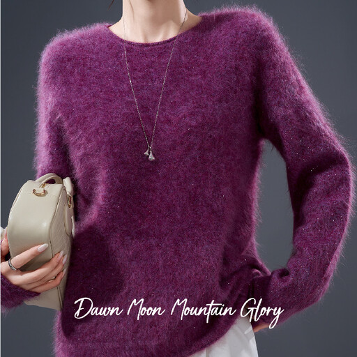 Pull polaire en laine mérinos et cachemire, orné de perles, violet fumé