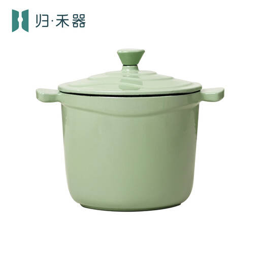 Guihe small light grass-green enamelled cast iron casserole