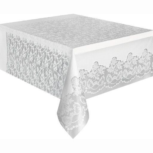 Unique Plastic Table Cover, White Lace