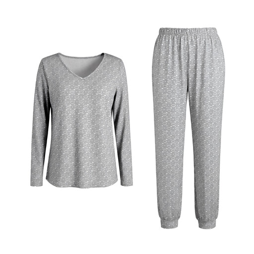 IZURIA v-neck light grey long sleeved top and trousers set