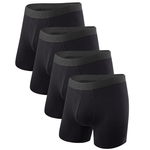 BAMBOO COOL Men's Underwear Boxer Briefs Fly with Built-in 3D Pouch