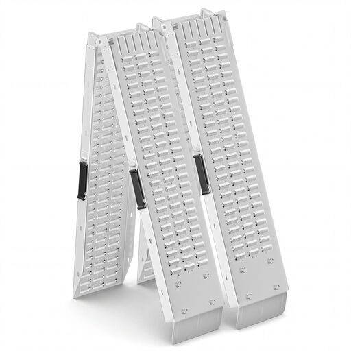 Jeu de 2 rampes de chargement de 180 × 22,5 cm, pliables et antidérapantes, en matériau galvanisé, capacité de charge de 400 kg, convient aux tondeuses, tracteurs tondeuses et remorques