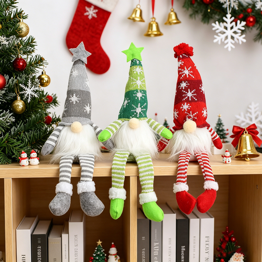 Set of 3 Light-Up Christmas Gnomes, 33cm