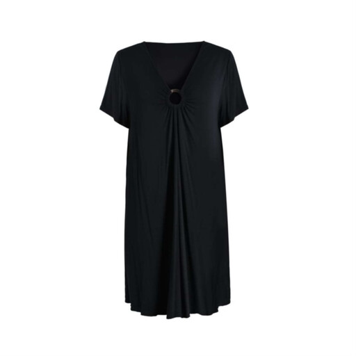 IZURIA Short-Sleeved V-Neck Dress in Black