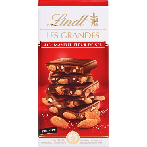 Lindt LES GRANDES Almond Salted Chocolate Bar, 150g