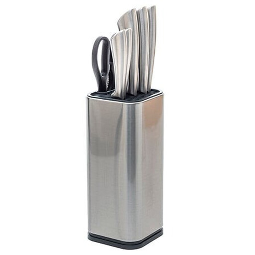 5five Simply Smart 7-Piece Knife Block Set, Pre-Fitted, with Knives and Scissors, Stainless Steel and Plastic