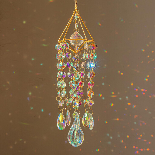 JU7CER 1PC Light & Shadow Crystal Iridescent Wind Chime