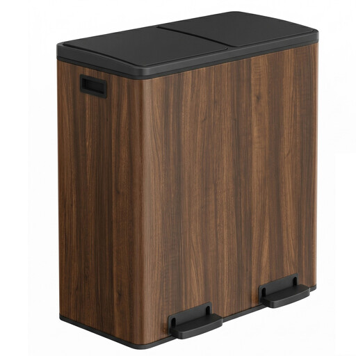 JOYFURNOS Dark Walnut Dual 30L Recycling Bin