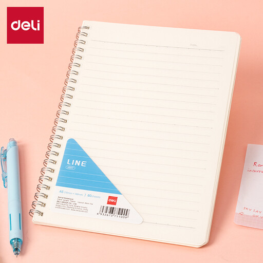 Deli A5 Spiral Notebook with PP Cover