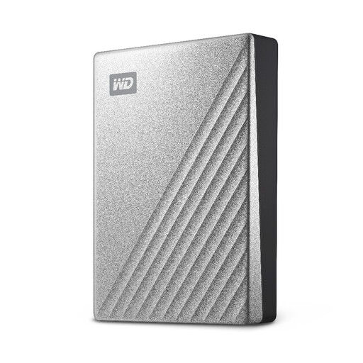 Western Digital My Passport Ultra 4TB portable hard drive in silver
