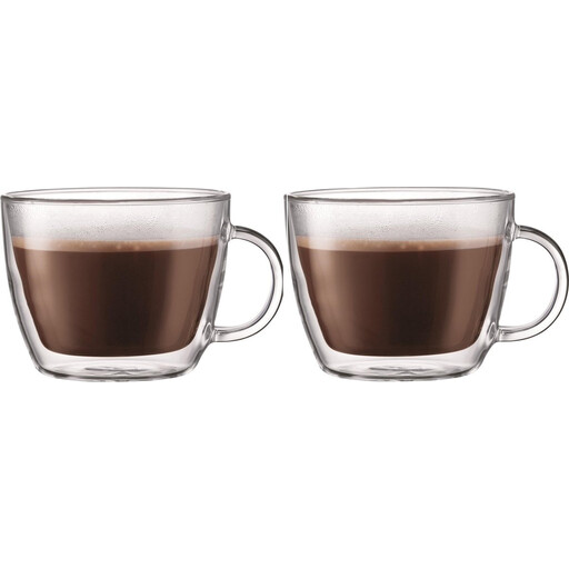 Bodum BISTRO Double Walled Thermo Glass Café Latte Cups Set - 450ml, Pack of 2
