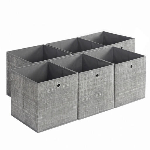 Ochama Grey Storage Cubes – Set of 6 Foldable Non-Woven Fabric Boxes