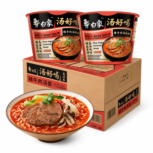 Baixiang Spicy Beef Noodle Soup 12*102g (whole box)