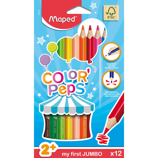 Jumbo Color'Peps Pencils FSC 100% x12 Cardboard Box