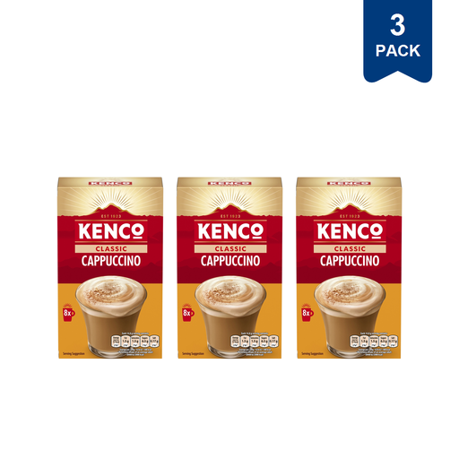 Kenco Cappuccino instant coffee sachets, three packs of eight