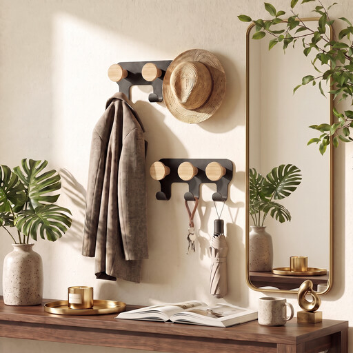 kapanou Dual Coat Hooks Wall Mounted 2 Pack
