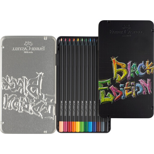 Faber-Castell Black Edition Colour Pencils in a tin