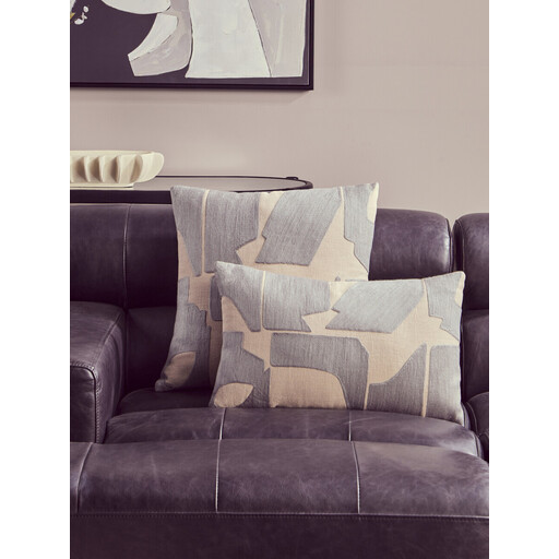 Bosie Cushion Ozella Embroidered Grey/Natural Square 45x45cm