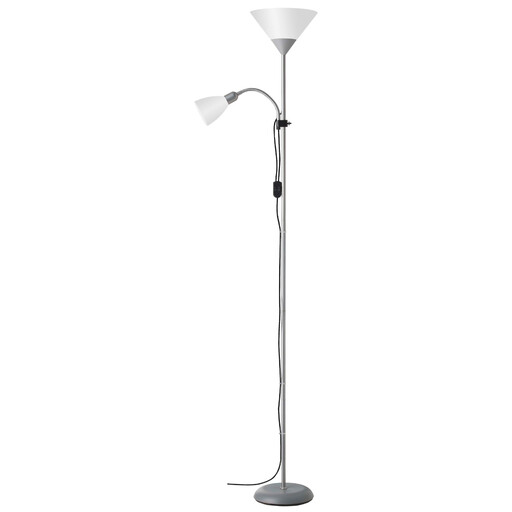 Brilliant Decorative Silver Floor Lamp with Adjustable Reading Arm, 180 cm Height