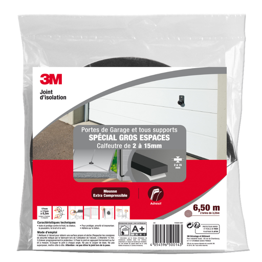 3M Foam Weatherstrip for Large Gaps Garage Doors Grey 6.50m