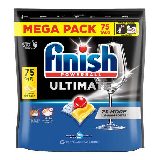 Finish Ultimate 多效合一洗碗块，柠檬味，75 片装