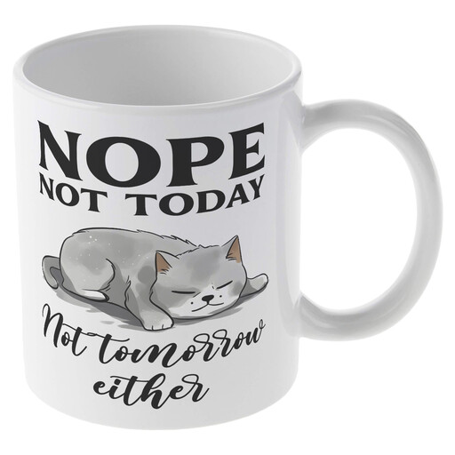 Alphynix 1pc 11oz White Mug with NOPE NOT TODAY Grumpy Cat Design