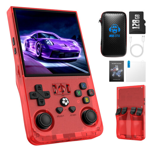 AISLPC R36MAX Retro handheld game console (Red, 128GB)
