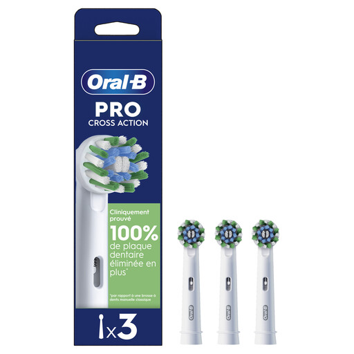 Oral-B Pro Cross Action 3-Pack Replacement Brush Heads - White